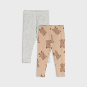 Sinsay - Legginsy 2 pack - Beżowy - dziewczynka - 621AF-80X