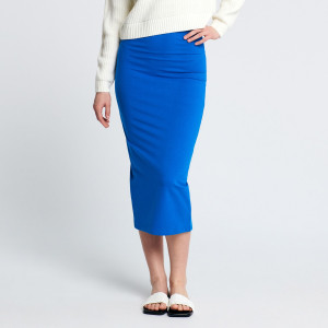 Sinsay - Spódnica midi z rozcięciem - Niebieski - damski - 6222T-57X