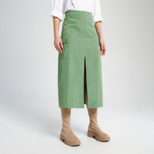 Sinsay - Spódnica midi cargo - Zielony - damski - 6225F-81X