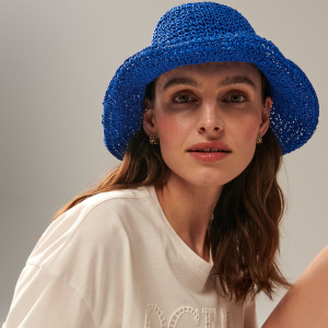 Sinsay - Kapelusz słomkowy - Niebieski - damski - 6255K-55X