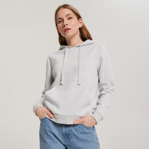 Sinsay - Felpa con cappuccio - Grigio chiaro - Da donna - 6272J-09M