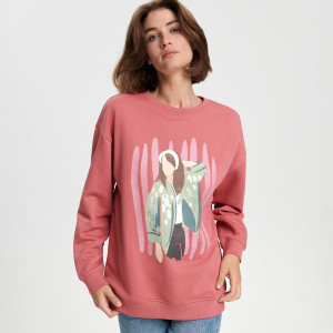 Sinsay - Bluza z nadrukiem - Różowy - damski - 6333J-39X