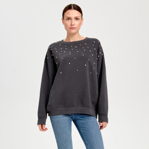 Sinsay - Bluza bawełniana - Szary - damski - 6334J-90X