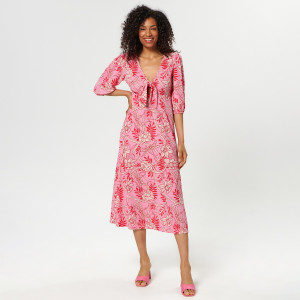 Sinsay - Sukienka midi w kwiaty - Wielobarwny - damski - 6351T-MLC