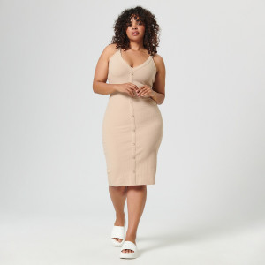 Sinsay - Rochie mini din jerseu - Bej - Femei - 6377T-12X