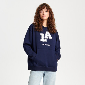 Sinsay - Bluza kangurka z kapturem - Granatowy - damski - 6380J-59X