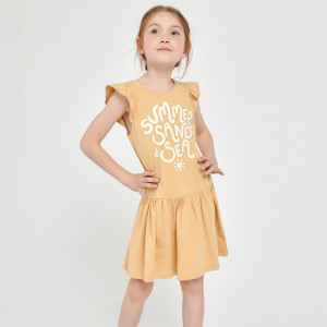 Sinsay - Sukienka babydoll - Beżowy - dziewczynka - 6414R-08M