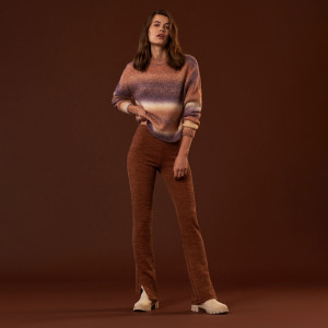 Sinsay - Spodnie z rozcięciem - Brązowy - damski - 6421Q-89M