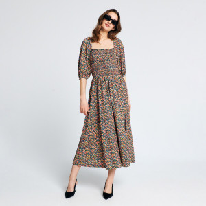 Sinsay - Sukienka midi ze wzorem - Wielobarwny - damski - 6440T-MLC