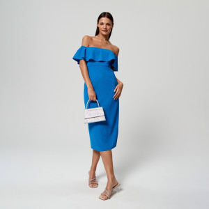 Sinsay - Sukienka z odkrytymi ramionami - Turkusowy - damski - 6442T-56X