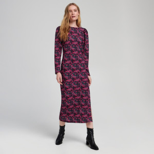 Sinsay - Sukienka midi w kwiaty - Wielobarwny - damski - 6448T-MLC