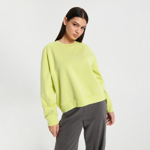Sinsay - Sweatshirt mit gerippten Säumen - Grün - damen - 6501J-71X