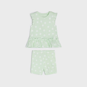 Sinsay - Komplet: koszulka i szorty - Zielony - dziewczynka - 6514R-07X