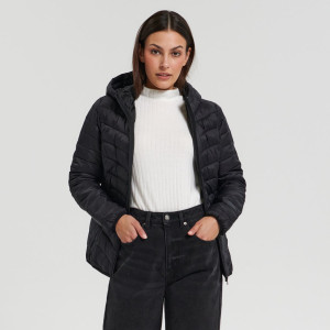 Sinsay - Kurtka pikowana z kapturem - Czarny - damski - 6559J-99X