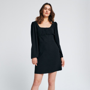 Sinsay - Sukienka mini z bufiastymi rękawami - Czarny - damski - 6578T-99X