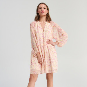 Sinsay - Sukienka mini z bufiastymi rękawami - Różowy - damski - 6596F-03X