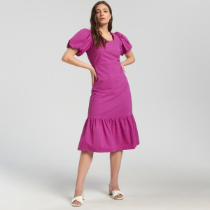 Sinsay - Sukienka midi z falbanami - Fioletowy - damski - 6644T-44X