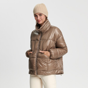 Sinsay - Kurtka pikowana ze stójką - Brązowy - damski - 6647J-19X