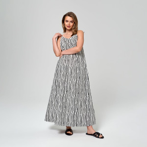 Sinsay - Sukienka maxi ze wzorem - Czarny - damski - 6654T-99P