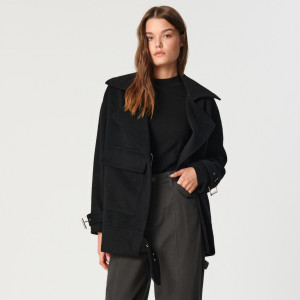 Sinsay - Kurtka z wełną - Czarny - damski - 6657J-99X