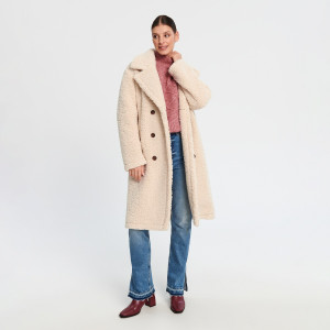 Sinsay - Mantel aus Teddystoff - Elfenbein - damen - 6676J-02X