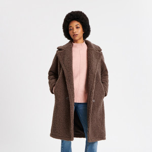 Sinsay - Płaszcz teddy - Brązowy - damski - 6676J-84X