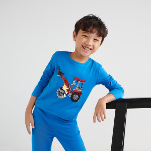 Sinsay - Koszulka z cekinami - Niebieski - chłopiec - 6720M-55X