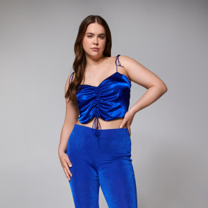 Sinsay - Crop top z wiązaniem - Niebieski - damski - 6815J-54X
