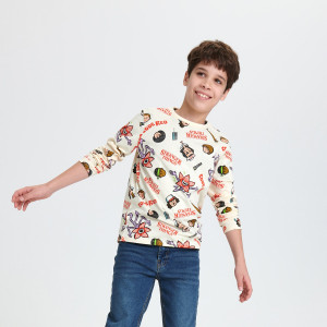 Sinsay - Koszulka Stranger Things - Kremowy - chłopiec - 6838Y-02X