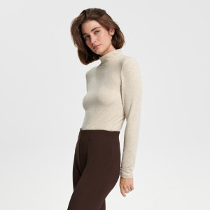Sinsay - Bluse mit Stehkragen - Elfenbein - damen - 6845F-02M