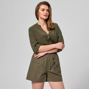 Sinsay - Szorty bawełniane - Khaki - damski - 6920J-79X