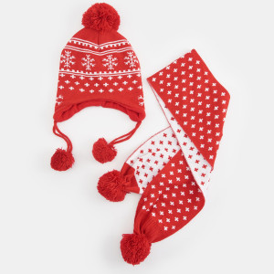 Sinsay - Komplet: czapka i szalik - Czerwony - dziewczynka - 6948F-33X