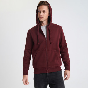 Sinsay - Basic Hoodie mit Reißverschluss - Burgundrot - herren - 6979D-83X