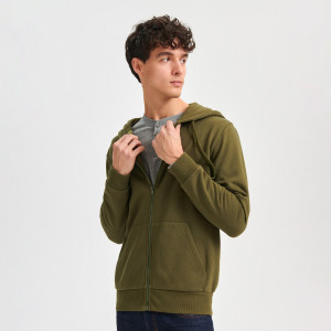 Sinsay - Bluza rozpinana basic - Khaki - męski - 6979D-87X