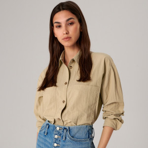 Sinsay - Košeľa s vreckami - Khaki - Žena - 7000K-79X
