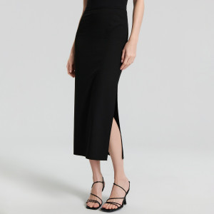 Sinsay - Spódnica midi z rozcięciem - Czarny - damski - 7129J-99X