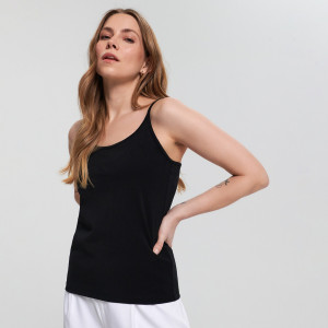 Sinsay - Top na ramiączkach - Czarny - damski - 7155K-99X