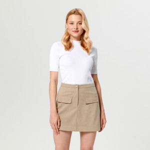 Sinsay - Spódnica mini trapezowa - Beżowy - damski - 7232X-08X