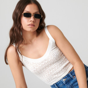 Sinsay - Crop top με λεπτές τιράντες - Ιβουαρ - Γυναικείο - 7293J-01X