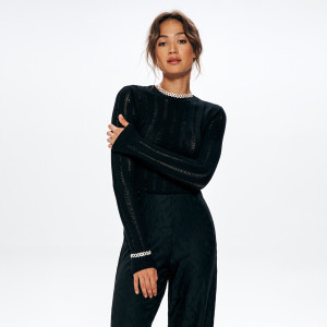 Sinsay - Pullover aus Rippstrick - Schwarz - damen - 7304J-99X