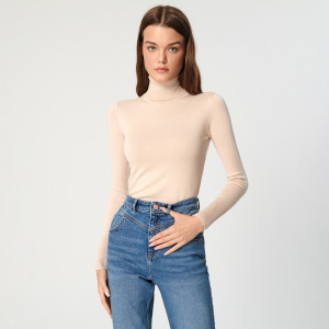 Sinsay - Sweter z golfem - Kremowy - damski - 7382J-02X