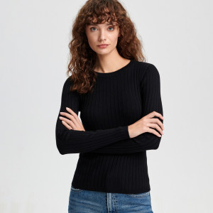 Sinsay - Sweter w prążki - Czarny - damski - 7383J-99X