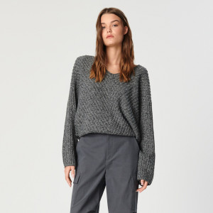 Sinsay - Sweter z melanżowej dzianiny - Szary - damski - 7398J-90M