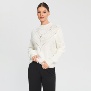 Sinsay - Maglione con maglia decorativa - Avorio - Da donna - 7414J-01X