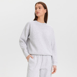 Sinsay - Sweatshirt mit gerippten Säumen - Hellgrau - damen - 7430F-09M