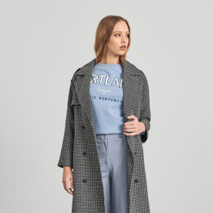 Sinsay - Bluza z nadrukiem - Niebieski - damski - 7435F-05X