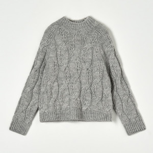 Sinsay - Pullover mit dekorativem Strickmuster - Hellgrau - damen - 7450J-09M