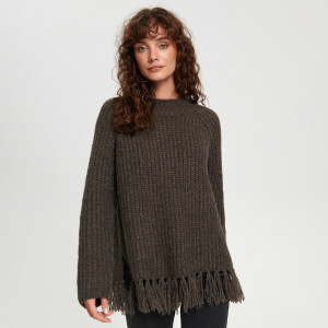 Sinsay - Pullover aus Rippstrick - Braun - damen - 7455J-88X