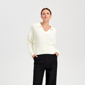 Sinsay - Pullover aus Rippstrick - Elfenbein - damen - 7470J-01X