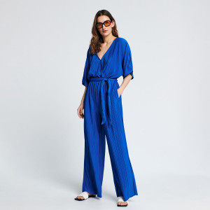 Sinsay - Kombinezon z paskiem - Niebieski - damski - 7700J-57X